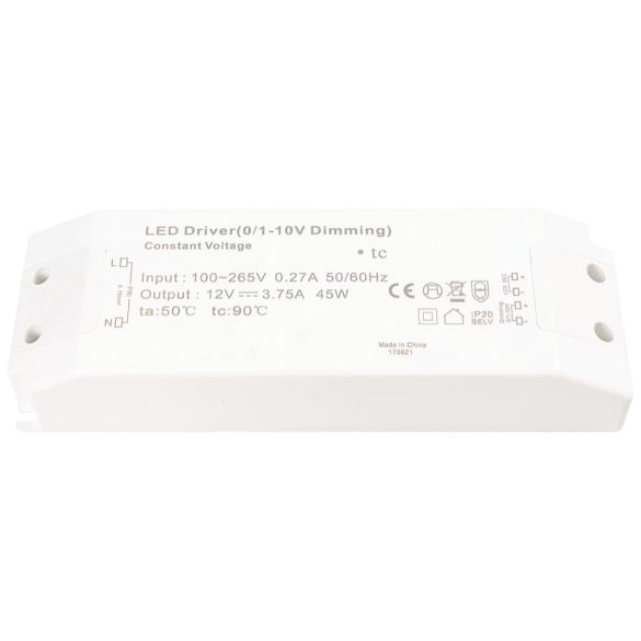 12V 45W 0/1-10V Dimmable Constant Voltage LED Driver